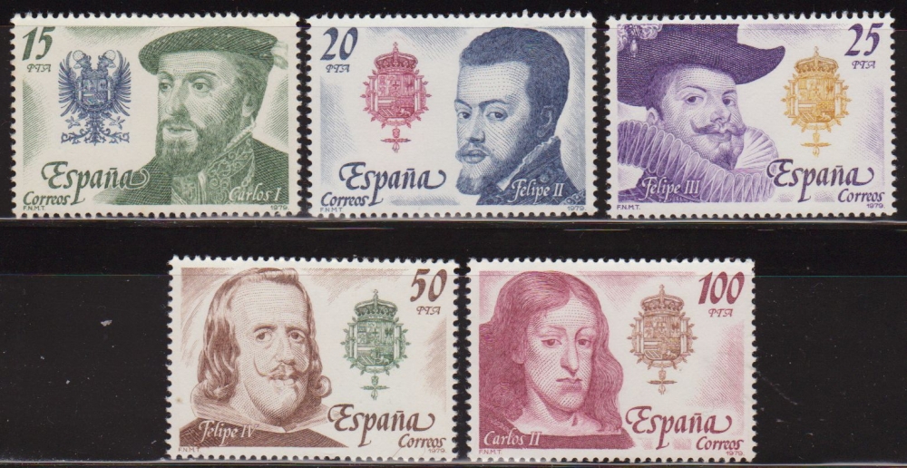 z vendido España 1979 2552/6 Sellos ** Reyes de España Rois d'Espagne Casa de Austria Completa Timbres Espagne Espana Spain Spagna Spanje Spanien 